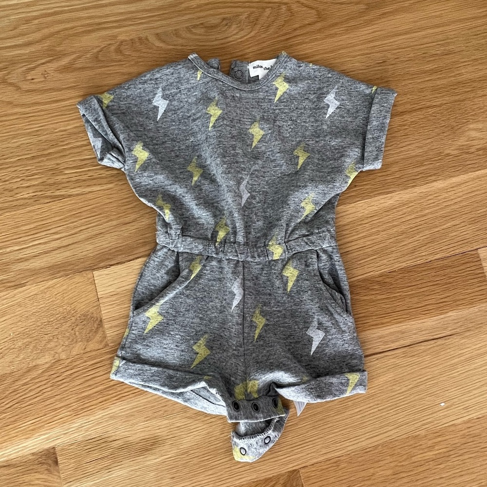 Miles the Label - baby girl lightening romper. Size 3 months